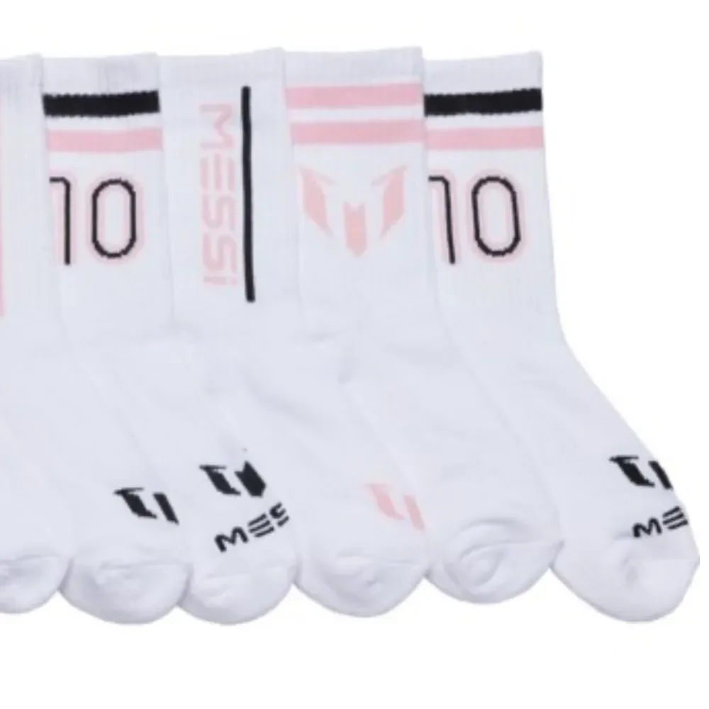 MESSI White Pink Black Boys Girls Big 10 Half Cushion Quarter Crew Socks